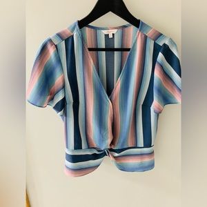 Peplum top in bright spring colors